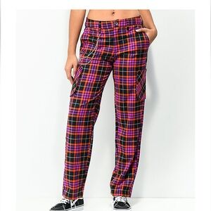 SWIXXZ by Maggie Lindemann Electric Red and Purple Chrome Plaid Pants